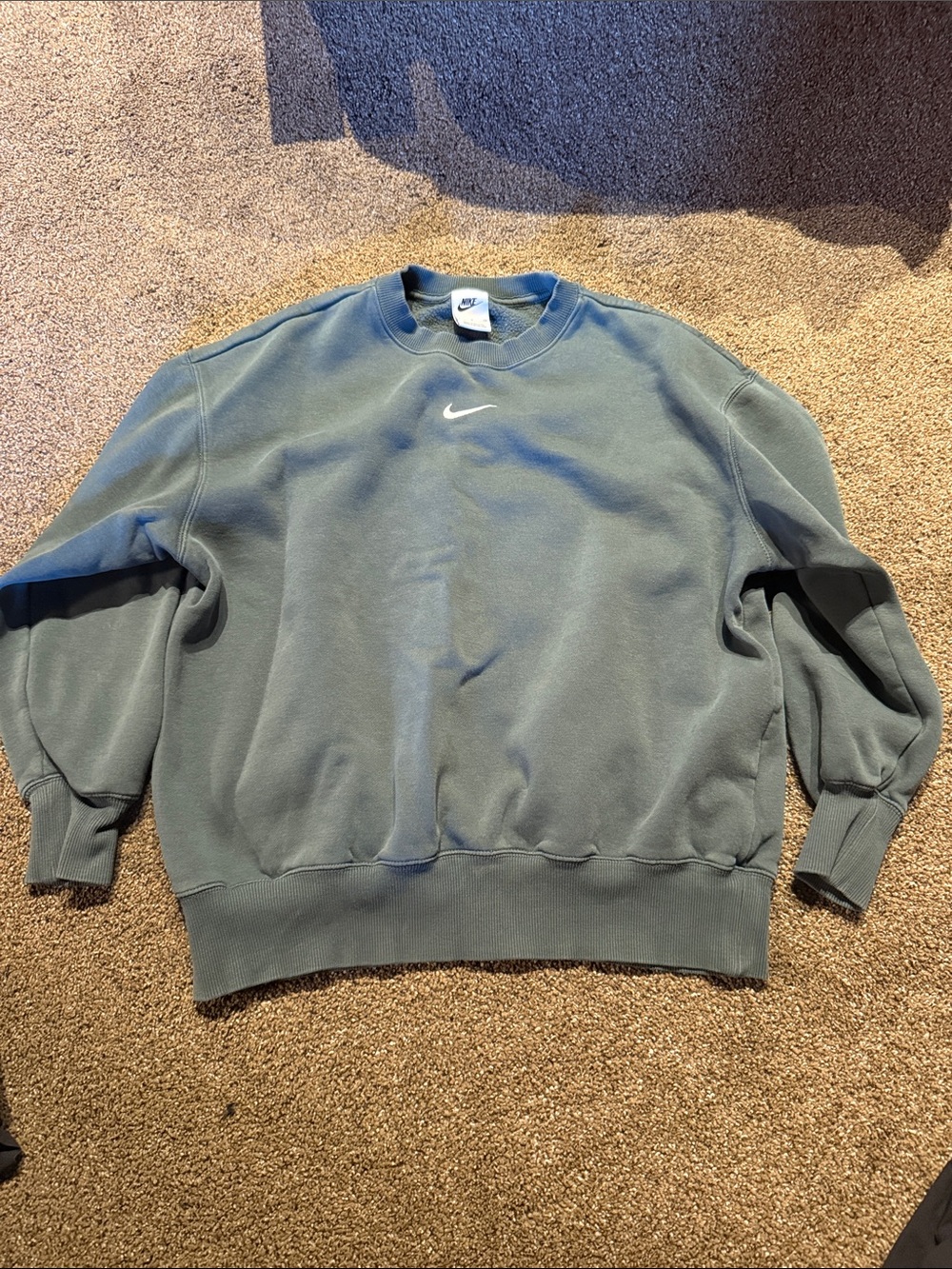 Nike Crewneck Sweatshirt in Sage Green with White Swoosh